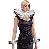 ANDHOM Renaissance Victorian Ruffle Collar and Wrist Cuffs Set Organza Colonial Clown Choker Neck Collar Cuff