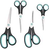 Scissors Set of 4, Stainless Steel Scissors for Craft, Sewing and Office | All Purpose Scissors with Ergonomic Soft Grip Handles for School, Home, Craft and Sewing, 8.5 7.5 6.5 5.5 Inch