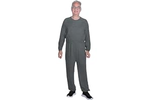 Codida Adaptive Men's Security Back-Zip Jumpsuit - Easy Care Romper for Elderly & Limited Mobility