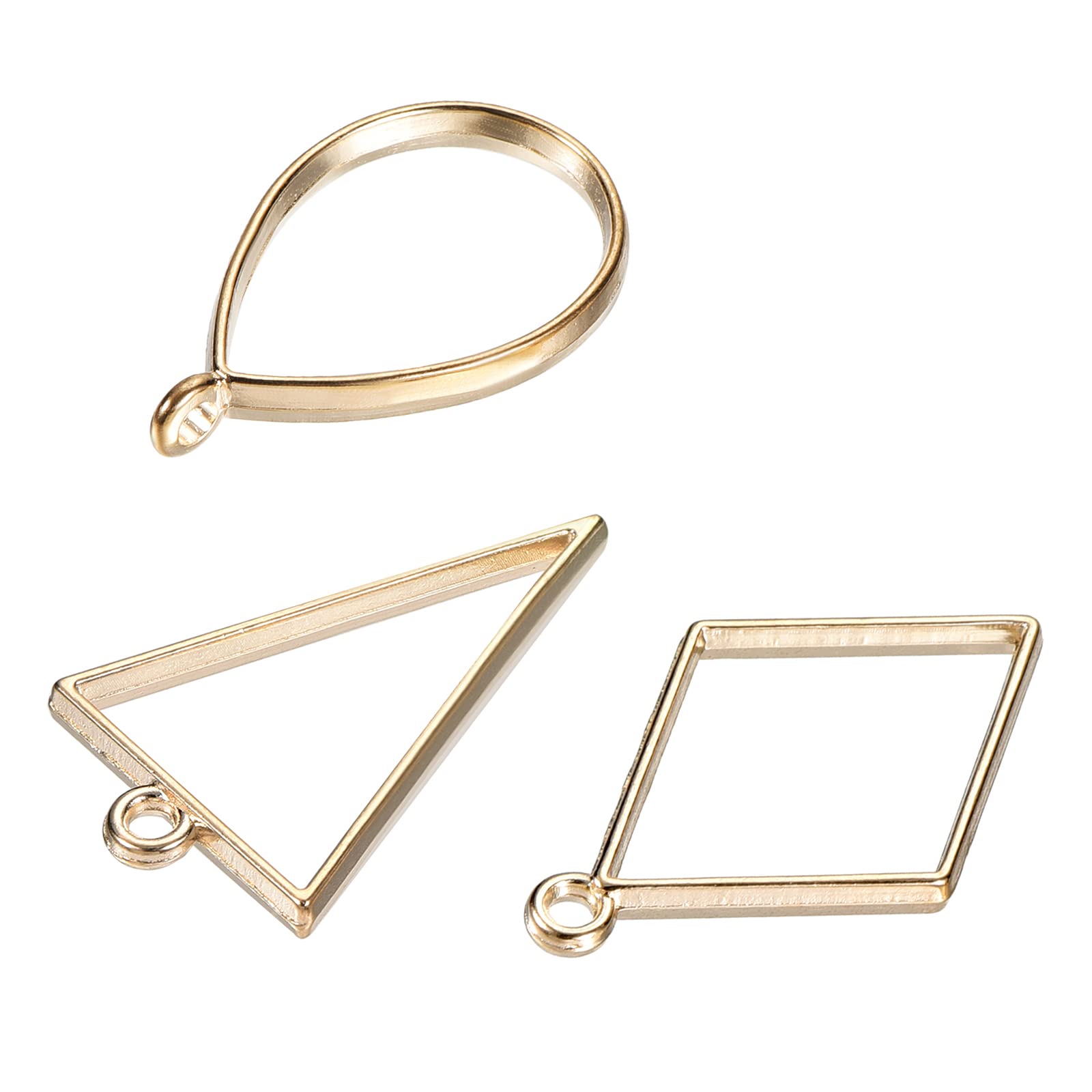 M METERXITY 1 Set/30Pcs Open Bezels for Resin - Hollow Frames Alloy Drop Shape, Triangle, Rhombus, Apply to DIY Crafts Pendants Pressed Flowers (Gold Tone)
