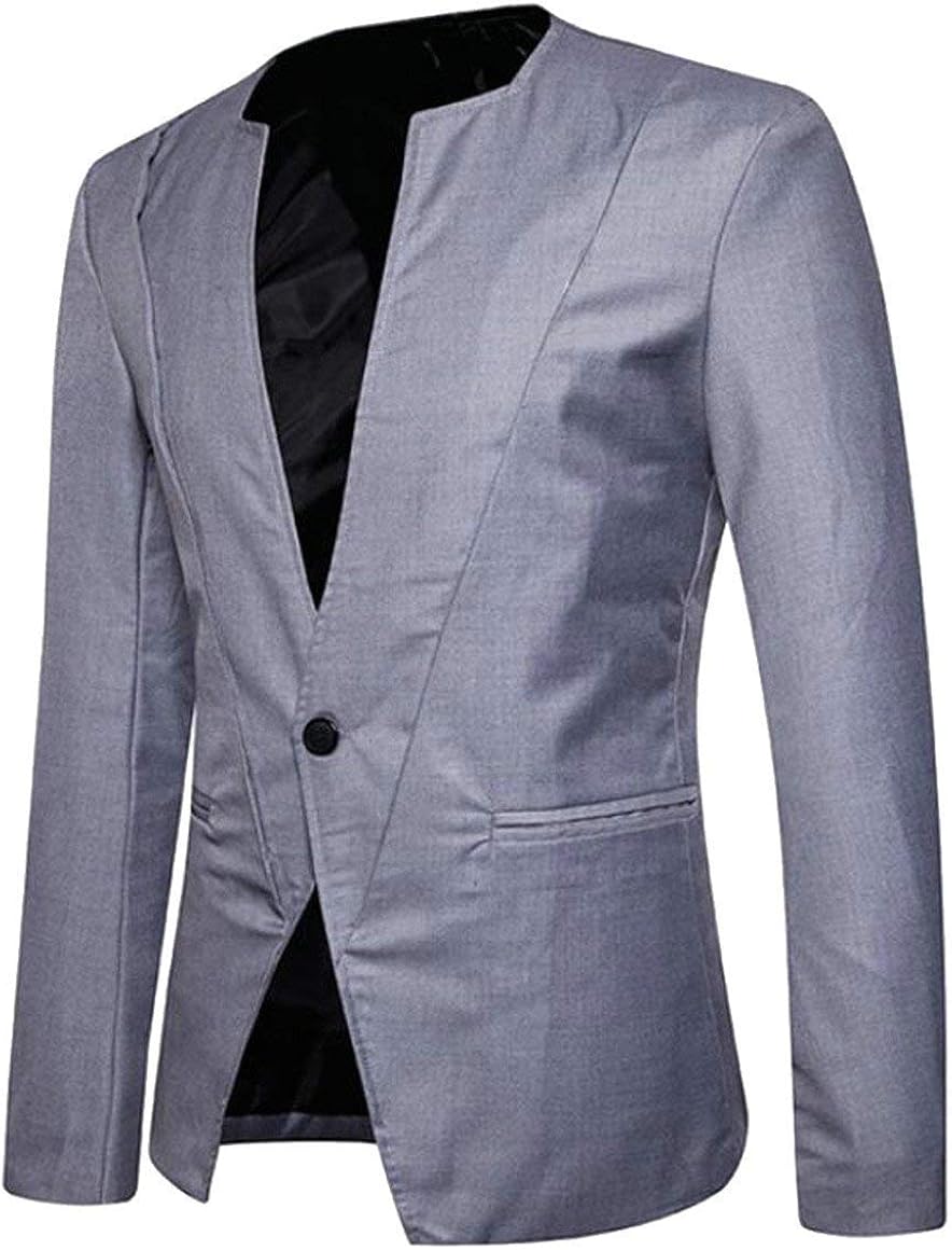 Blazer Men's Stand Collar Blazer Men's Slim Fit Suit Jackets Long Stylish Party Sleeve Casual