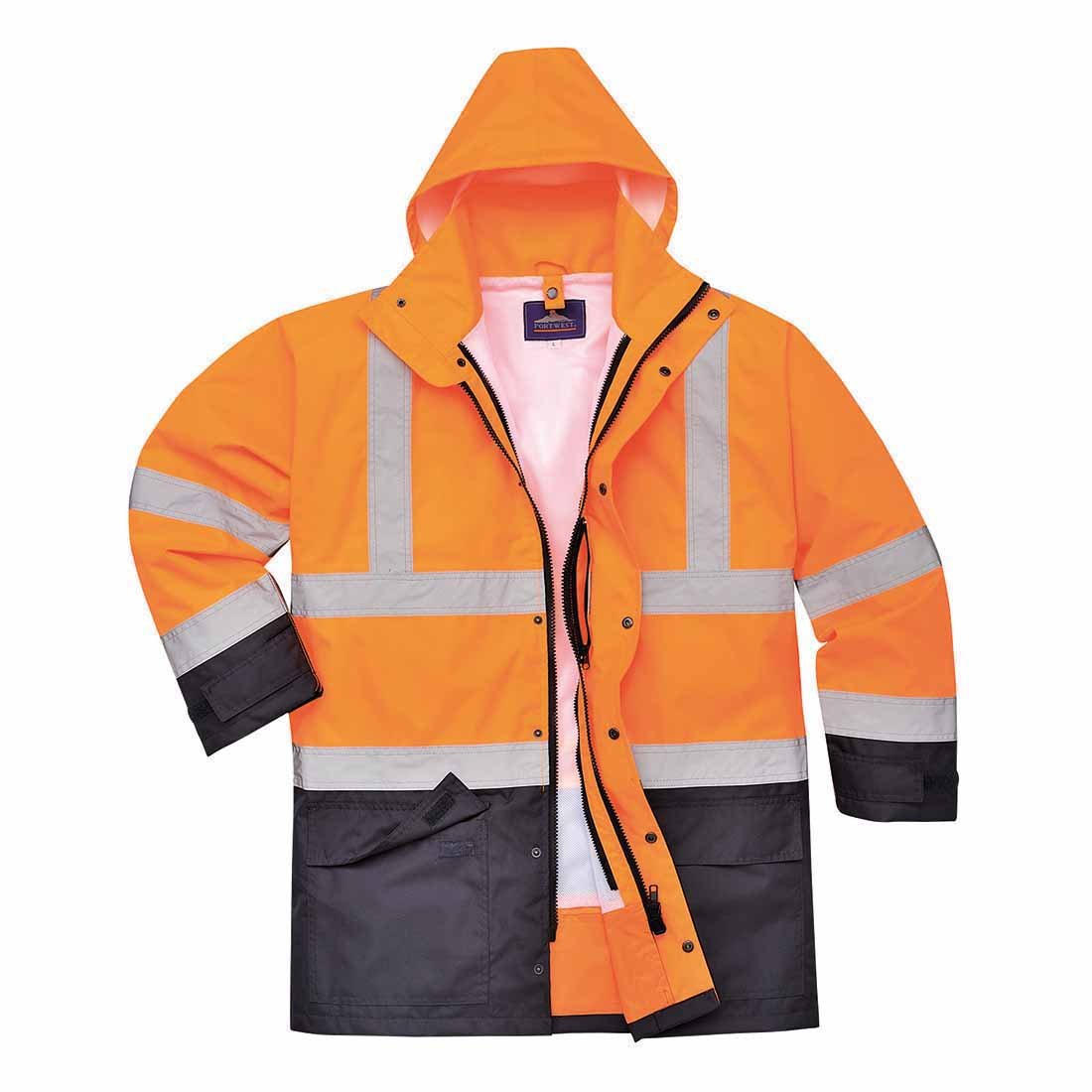 Portwest Hi-Vis Executive 5-in-1 Jacket, Size: XS, Colour: Orange/Navy, S768ONRXS, Orange / Navy