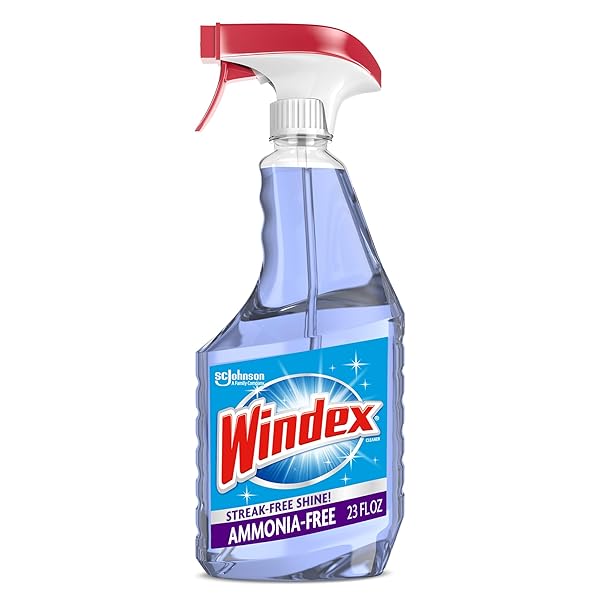 WINDEX GLASS AND WINDOW CLEANER SPRAY BOTTLE, AMMONIA FREE, PACKAGING DESIGNED TO PREVENT LEAKAGE AND BREAKING, SURFACE CLEANING SPRAY, CRYSTAL RAIN SCENT, 23 FL OZ
