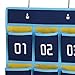 Ozzptuu 30 Pockets Dark Blue Numbered Classroom Pocket Charts for Cell Phones Wall Door Hanging Organizer Storage Bag with 4 Hooks
