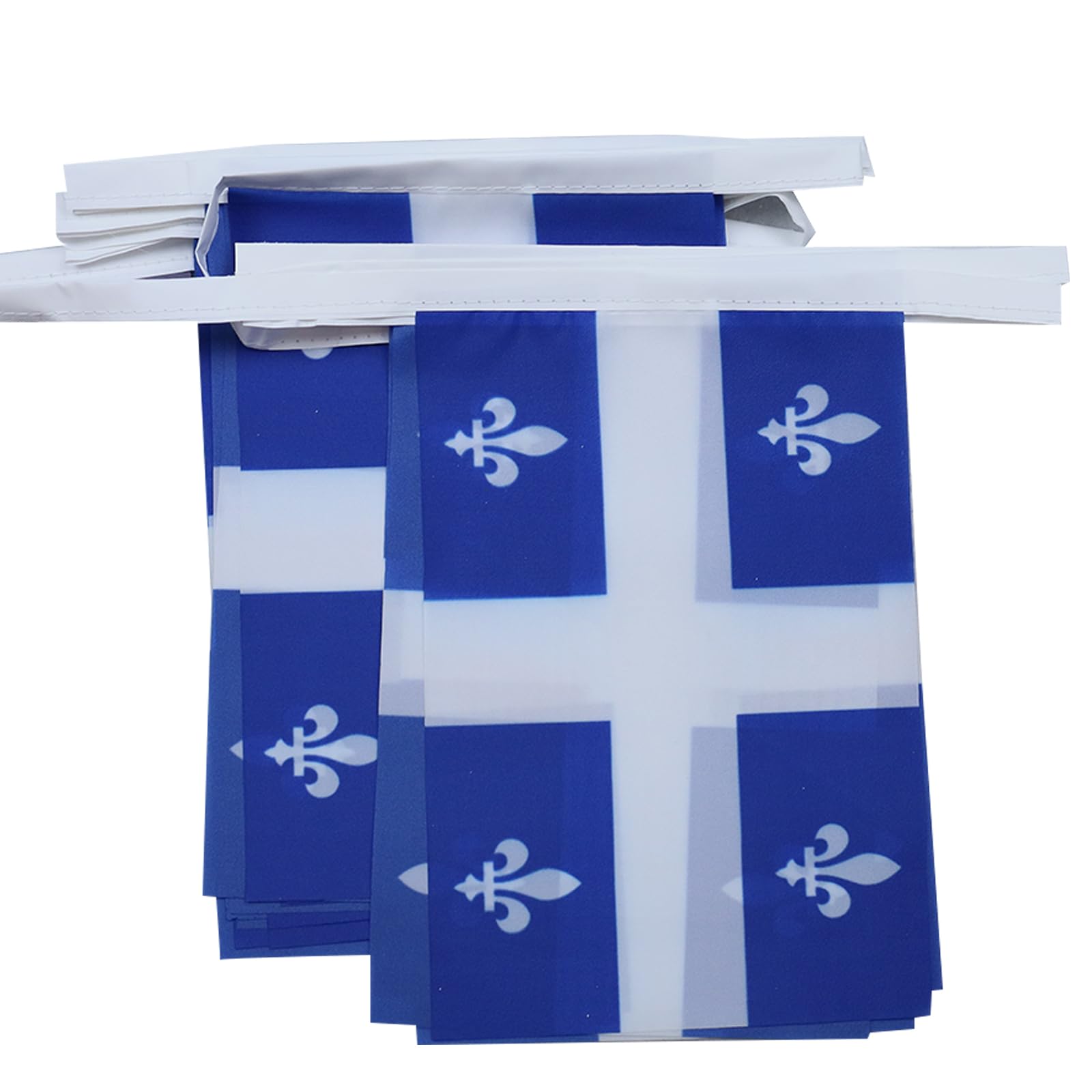AZ FLAG Quebec Bunting Flag, 20 Ft Garland 20 Small Canadian region of Quebec Flags 8'' x 6'', 100% Polyester String Pennant, 6 meters