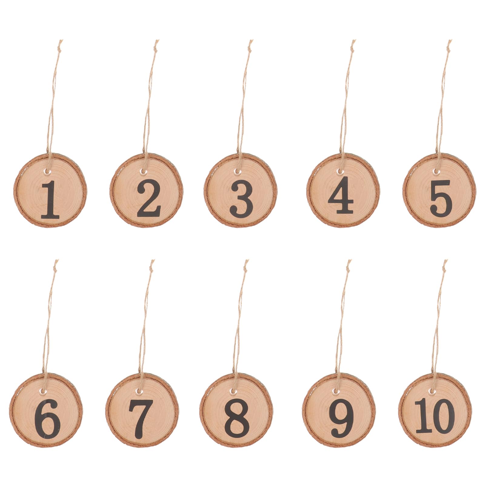 BESTOYARD 10Pcs Rustic Wedding Table Numbers 1-10 Hanging Wood Slice Decor for Wedding Centerpieces DIY Crafts Wall Decoration