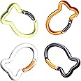 4PCS Fish Bone Shape Keychain Clips Mini Carabiner - 3 inch Aluminum Durable Quick Release Auto Locking Spring Loaded for Home Rv Camping Fishing Hiking Traveling and Sports Outdoors