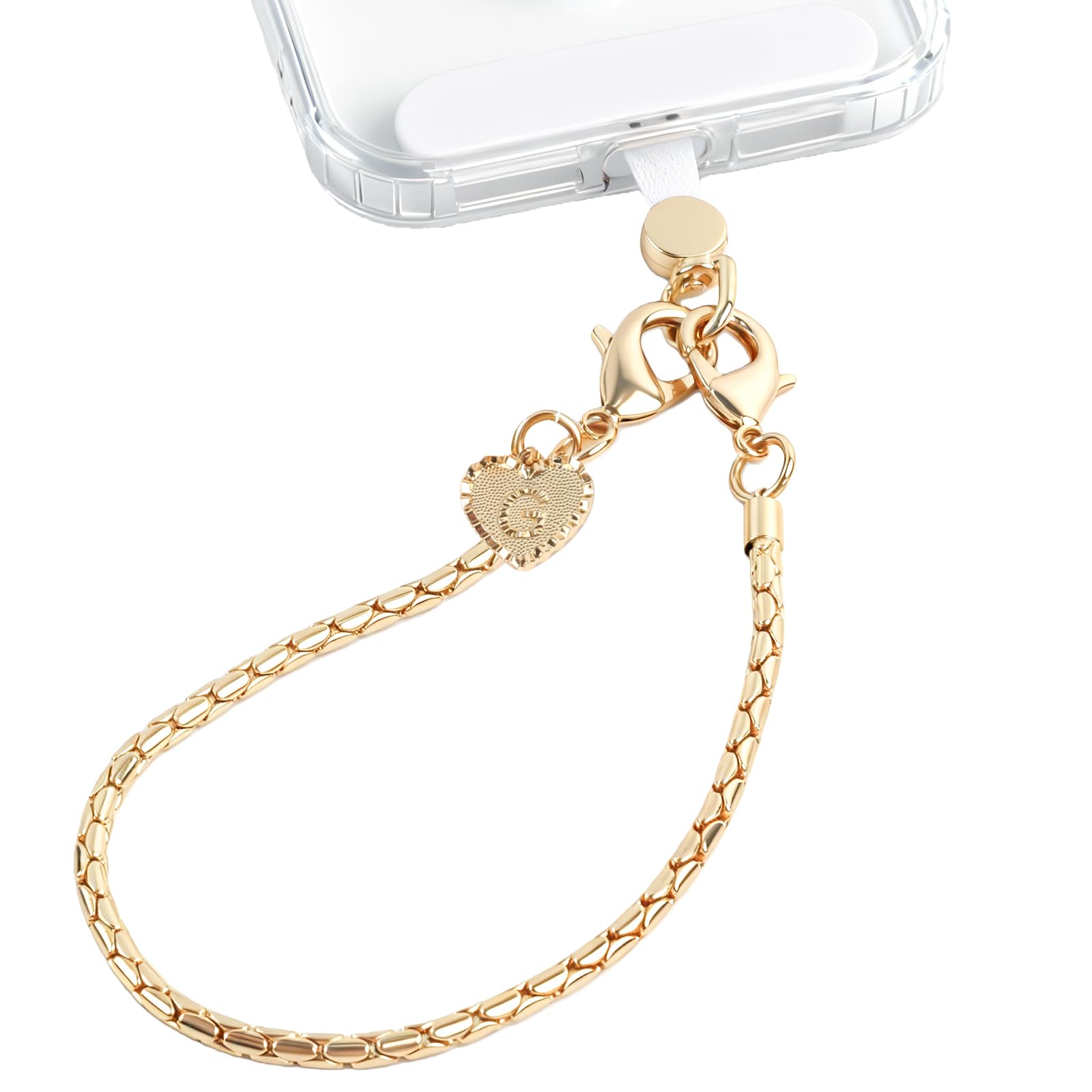 Markrest Metal Phone Lanyard for iPhone Samsung and Most Smartphones, Personalized Detachable Strap with Metal Initial Tag,Designed For Woman (Letter G)