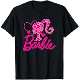 Barbie Black Heart Logo Crew Neck T-Shirt - Classic Fit, Short Sleeve, Cotton-Polyester Blend