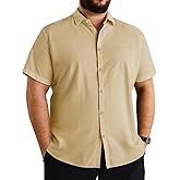 Runcati Mens Big and Tall Shirts Button Down Short Sleeve Plus Size Shirt Casual Summer Beach Vacation Tops