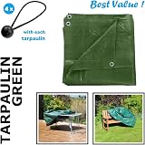 SolaDirect Waterproof Tarpaulin 2 x 3 m with 4 Ball Bungees Green view 3