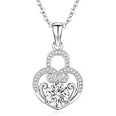 JOSHLUXE Lock Moissanite Necklace for Women, 2 ct D Color VVS1 Moissanite 925 Sterling Silver Pendant Necklace Jewelry, Anniversary Birthday Gifts for Wife Mom Girlfriend