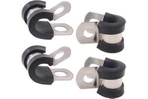Keadic 20Pcs 5/16" (8mm) Cable Clamp Rubber Wire Clamps Stainless Steel Rubber Cushioned Insulated Clamps