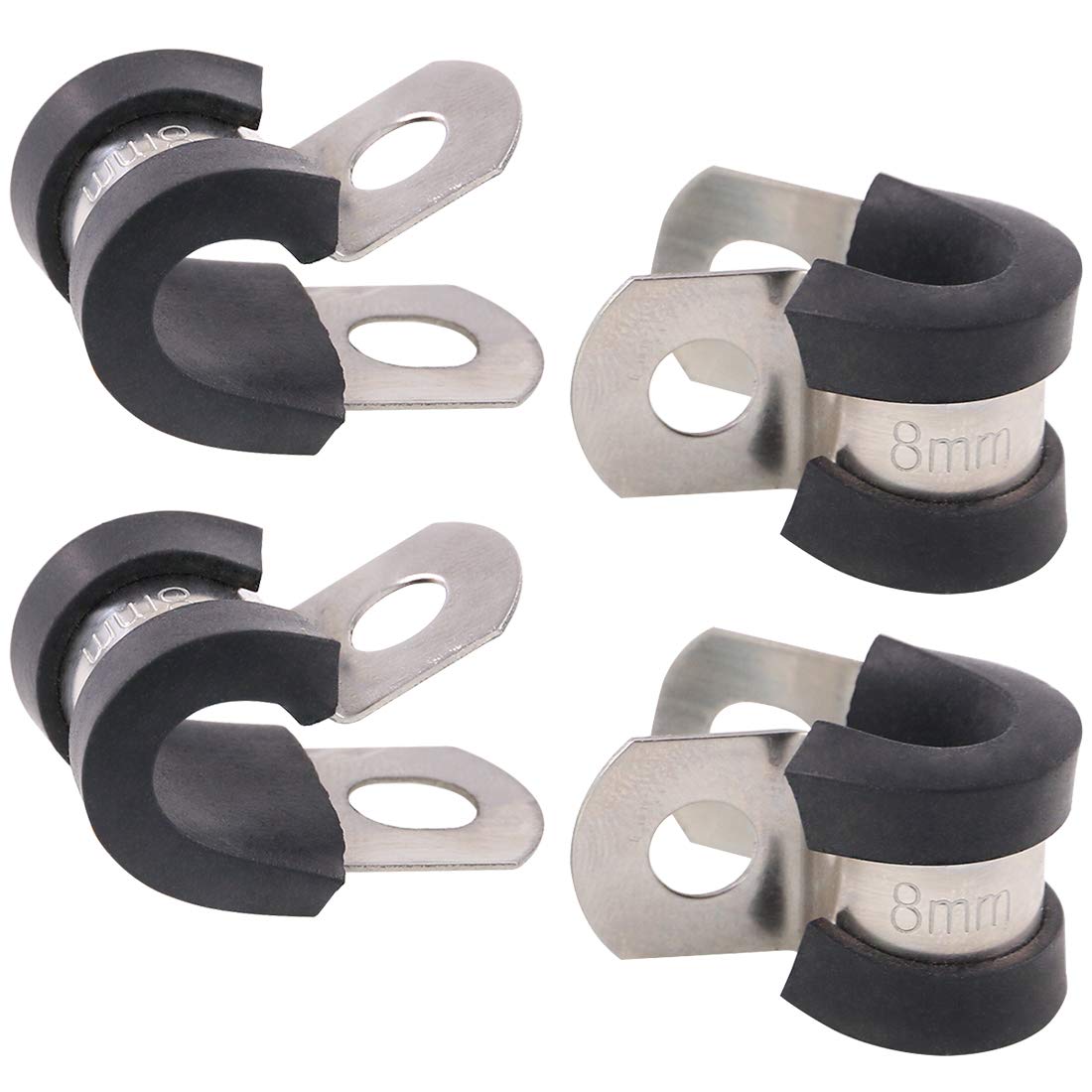 Keadic 20Pcs 5/16" (8mm) Cable Clamp Rubber Wire Clamps Stainless Steel Rubber Cushioned Insulated Clamps