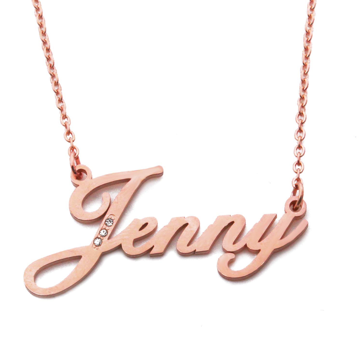 Kigu Jenny Personalised Milan Name Necklace - 18ct Rose Gold Plated - Incl Gift Packaging