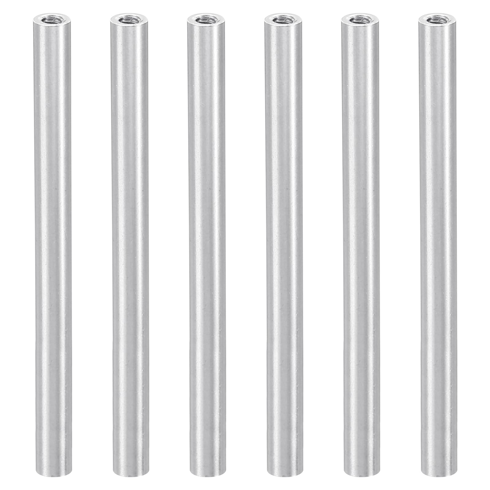 PATIKIL 6pcs M3 Metal Threaded Standoff Spacer Nuts, Round Aluminum Spacers Female Coupling Screws, 1/8" ID x 3/16" OD, Silver 3x5x70mm