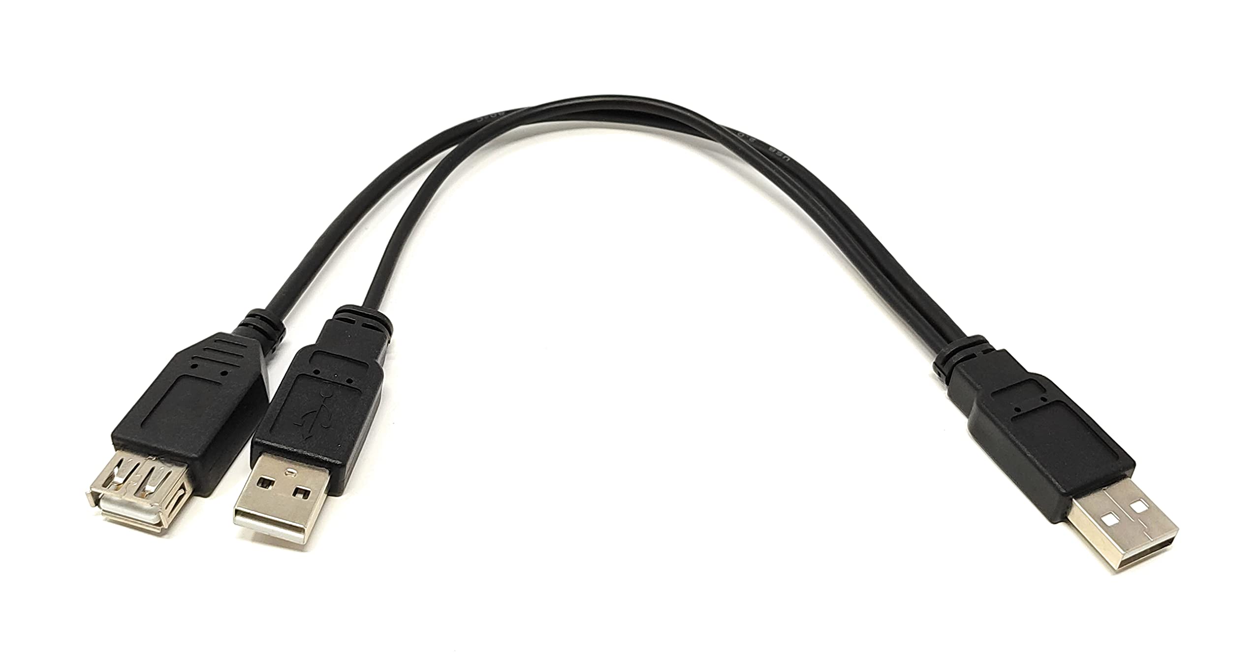 Maincore Dual Twin Extension USB Cable Male to Female + Male Splitter Lead Cord Adapter, 30cm long