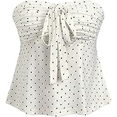 Milumia Women's Polka Dots Tube Tops Y2k Strapless Pleated Babydoll Peplum Top