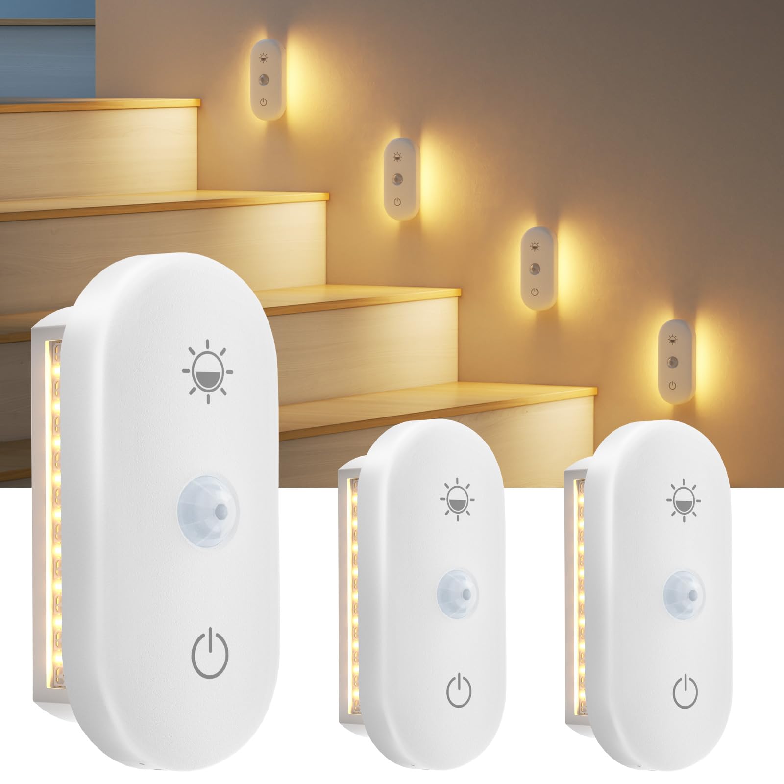 Photo 1 of Hiromeco Motion Sensor Night Light Rechargeable: 90-Day Lasting Battery for Bedroom Bathroom Stair - Dual-Sided Glow with 3000K Natural Diffusion Light for Kids Adults