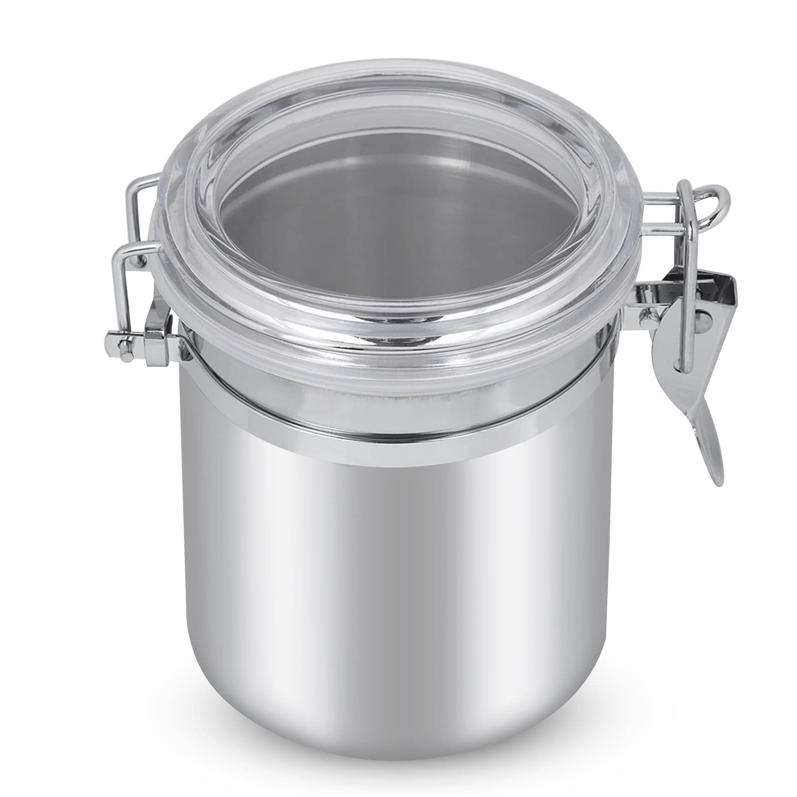 HERCHR Coffee Canister Airtight Capacity Range 200g to 300g Stainless Steel Kitchen Food Storage Container with Transparent Window Vacuum Airtight Coffee Canister Sealed Storage Jar for Tea Sugar