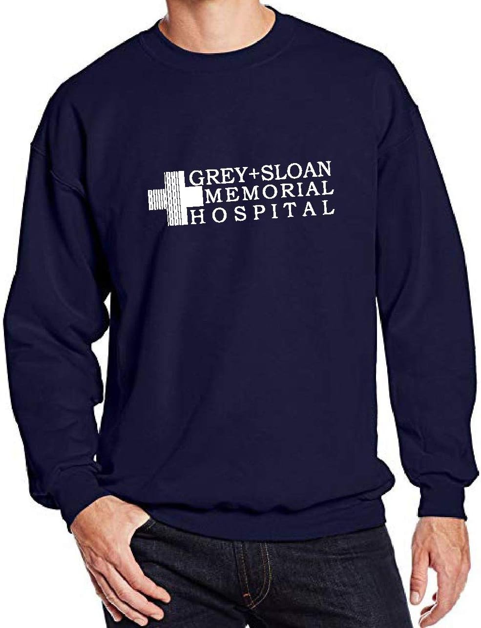 NEXT ATLANTIC Grey Sloan Memorial Hospital Sweatshirt (Small, Navy)