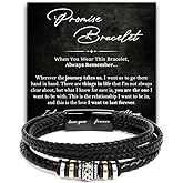 Xukaenus Promise Bracelet For Him, Braided Leather Stainless Steel Infinity Bracelets Lettering Love You Forever, Promise Gifts For Man Grandson Husband Boyfriend Always Linked Together