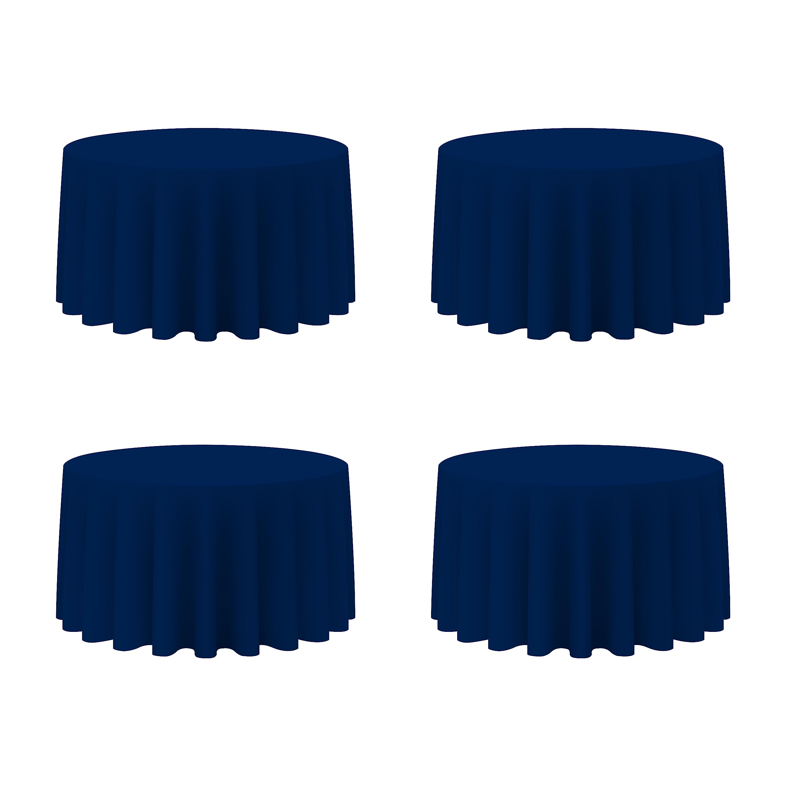 Photo 1 of BRILLMAX 4 Pack Navy Blue Round Tablecloths 120 Inch for 60” Tables - 150 GSM Polyester Fabric, Floor Length Drop, Water, Stain & Wrinkle Resistant Cloth Cover for Wedding Reception Banquet Dining