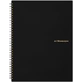 Maruman Mnemosyne Spiral Notebook, 140 Pages, A4 8.27"x11.69", 5mm Dot Grid | Professional Black Cover, Dotted Paper, Twin-Wire Bound To Lay Flat, Perforated Pages, For School &amp; Office, Made in Japan