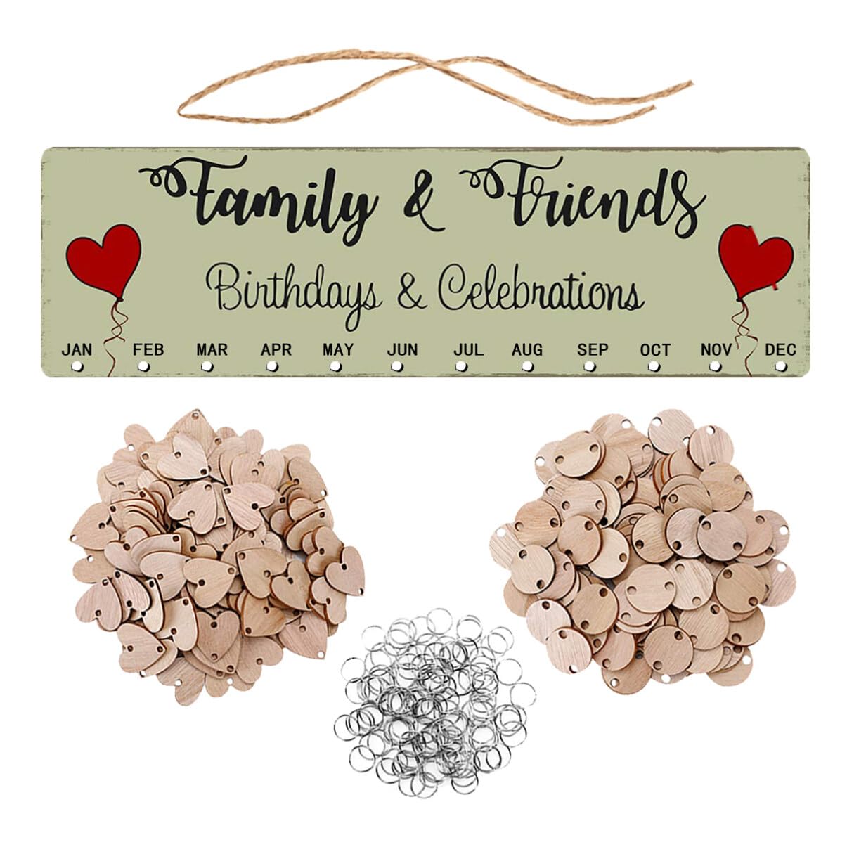 Garneck Wooden Birthday Calendar Wall Hanging Family Friends Birthday Reminder Board Family Celebration Plaque DIY Birthday Tracker Creative