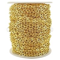 CleverDelights Cable Chain Spool - 30 Feet - Gold Color - 4x6mm Link - 10 Meters - Bulk Roll