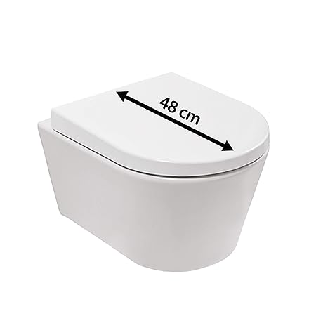 Calmwaters - Moyade - Hängendes Raumspar-WC mit kurzer Ausladung als Tiefspüler im Komplettset mit WC-Sitz - 08BC2388