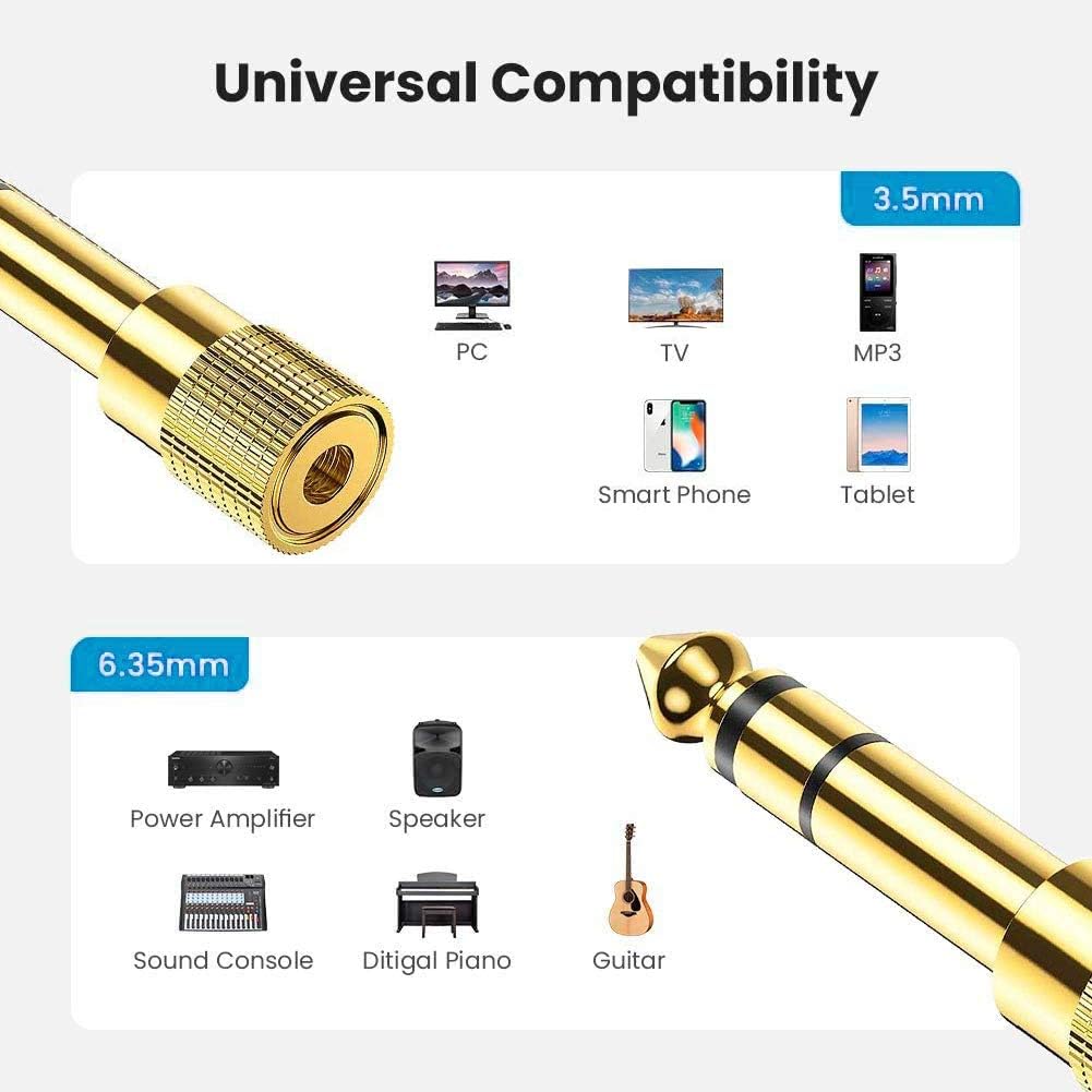 Headphone Jack Adapter 6.35mm 1/4Inch Male to 3.5mm 1/8 Inch Female Jack Headphone Audio Stereo Jack Plug Adaptor Converter - Image 3