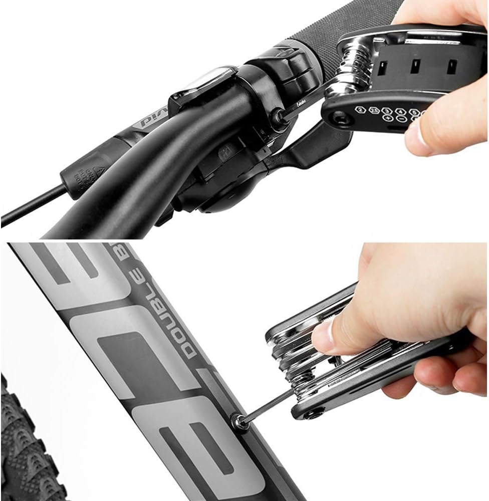 WOTOW Bike Repair Set Bag Bicycle Multi Function 16 in 1 Tool Kit Hex Key Wrench Tire Patch Lever Portable Handy Multi Tool Maintenance Fix Mini Set for Road Mountain Bikes (16 in 1) : Sports & Outdoors
