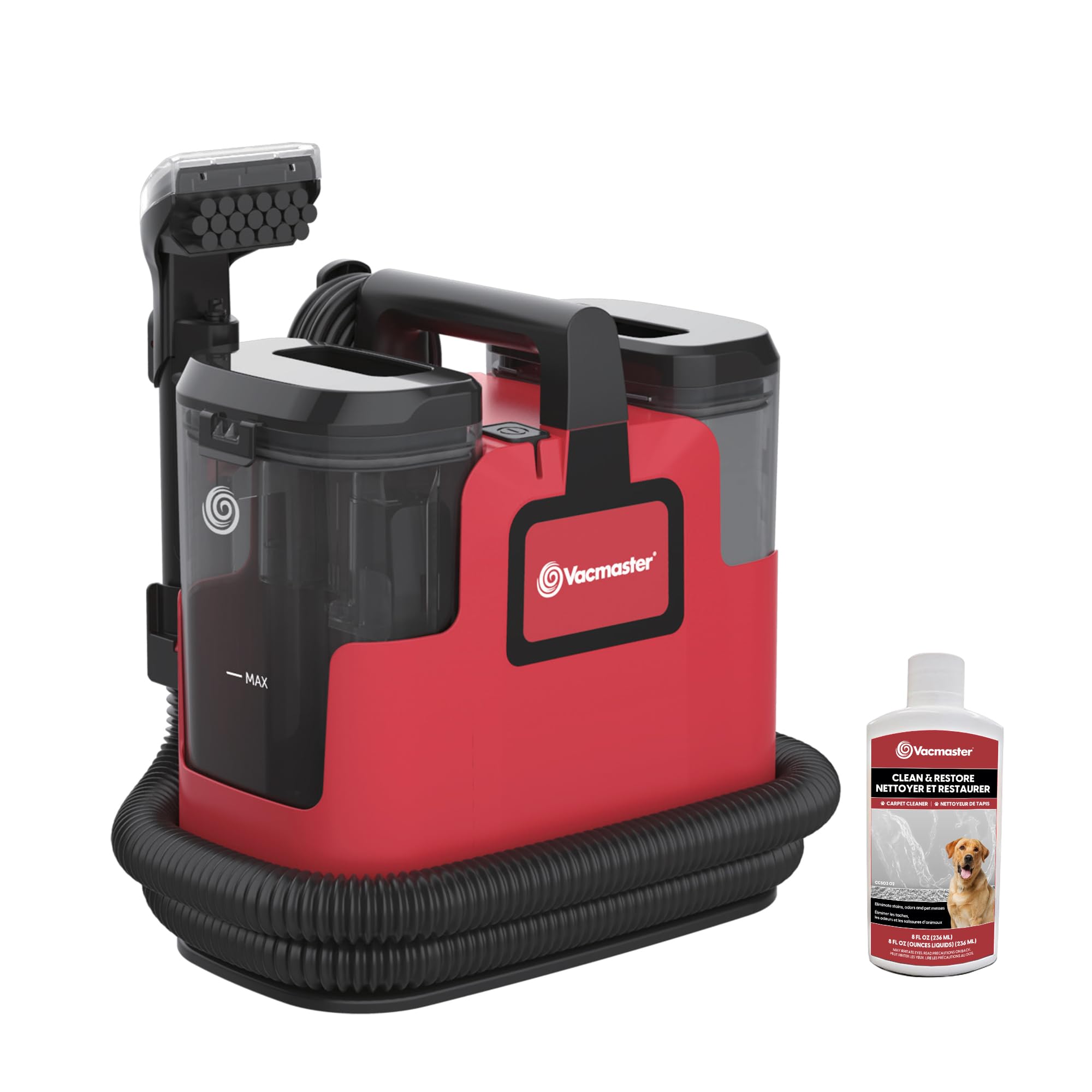 Vacmaster Portable Carpet Upholstery Cleaner, with 15Kpa Suction, Self-Cleaning Tool and 3.5" Tough Stain Tool, Compact Stain & Odor Remover Image