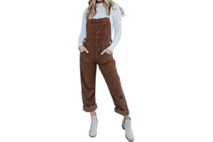 Onedreamer Women's Corduroy Overalls With Adjustable Straps, Baggy Bib Jumpsuit, Casual With Pockets