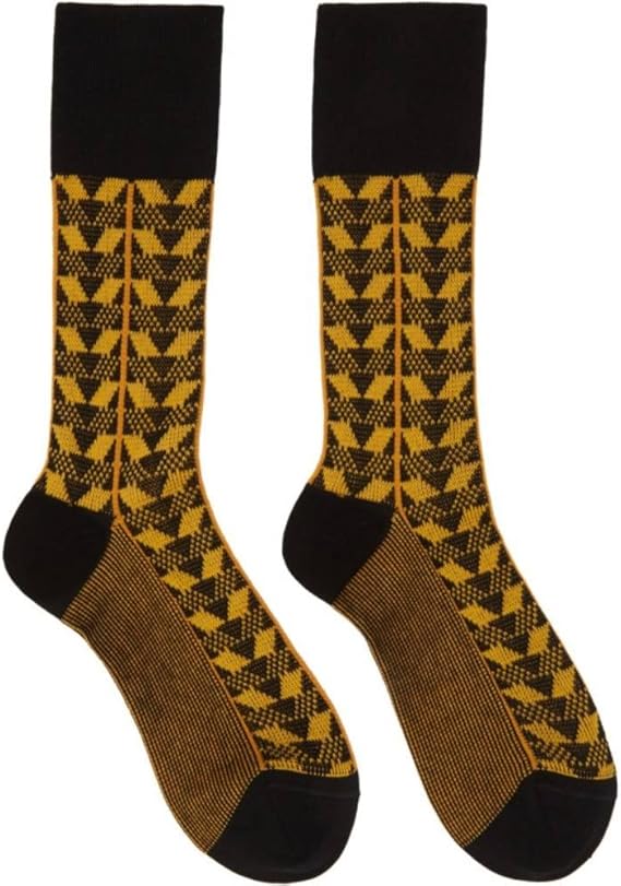 Amazon Co Jp プラダ Prada メンズ インナー 下着 ソックス Black Yellow Geometric Socks 並行輸入品 服 ファッション小物