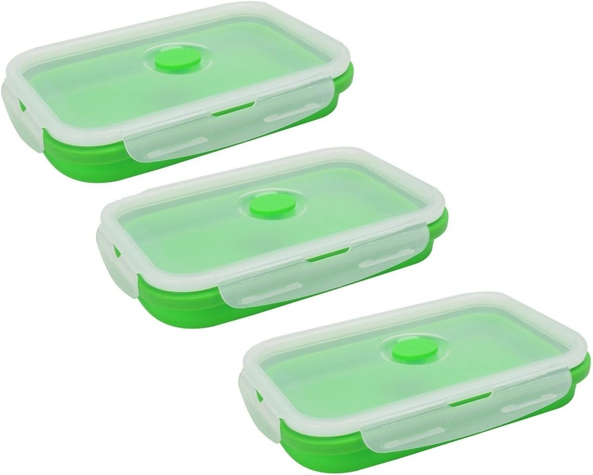 AQS Portable Silicone Collapsible Food Fruits Container Folding Foldable Lunch Box (3X Large 800ml)