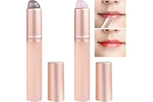 Mxxipp 2pcs Silicone Lip Brushes with Cover, Portable Round Head Mini Lip Brush, Reusable Makeup Applicator Cosmetic Tools for Lipstick Lip Balm Gloss Concealer- 2 Color