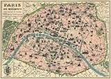 (20x28) Paris Map Gift Wrap Decorative Decoupage Vintage Retro Style Paper Poster Print