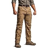 CQR Men's Utility Flex Cargo Pants, Classic-Fit Casual Stretch Work Pants, Water Resistant Lightweight Tactical Hiking Pants
