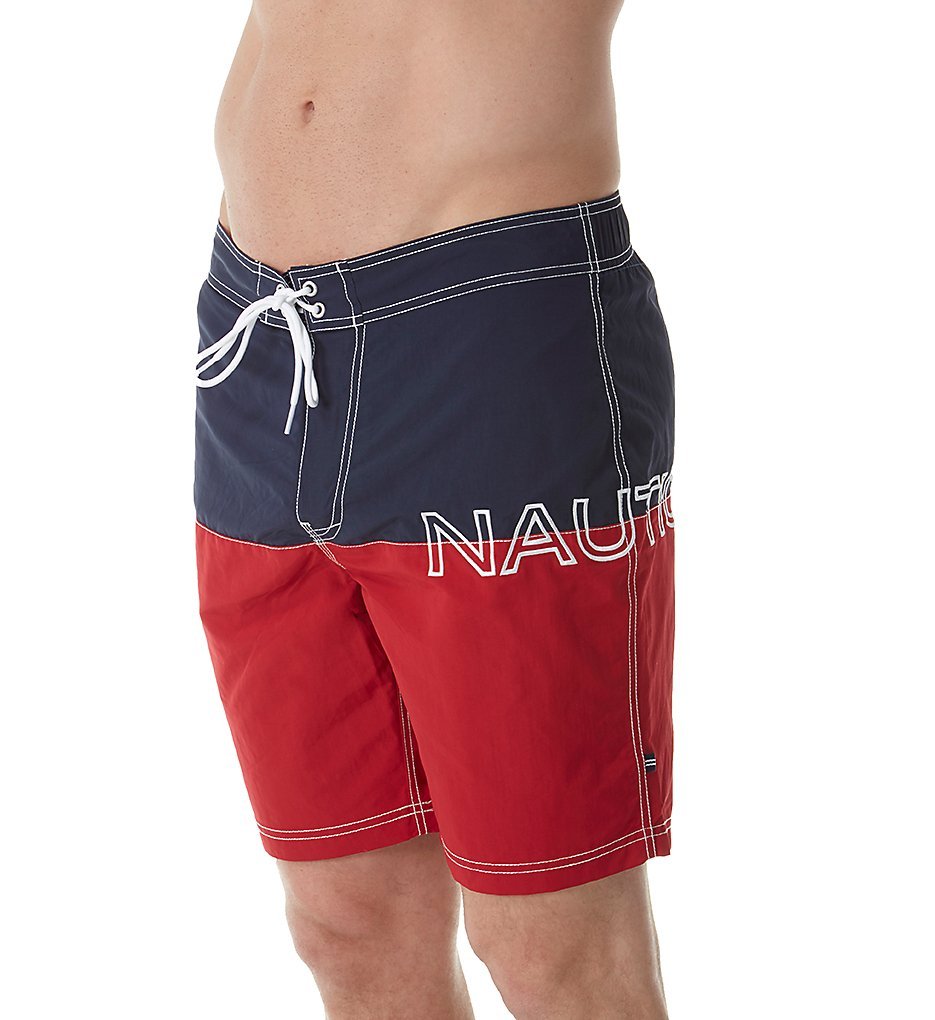 Nautica Quick Dry Half Elastic Waist Colorblock Swim Trunk Nautical