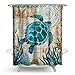 Shower Curtain Bathroom Waterproof Sea Turtle With 12 Hooks Mildew Resistant