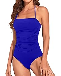 Holipick Women Royal Blue Bandeau One Piece