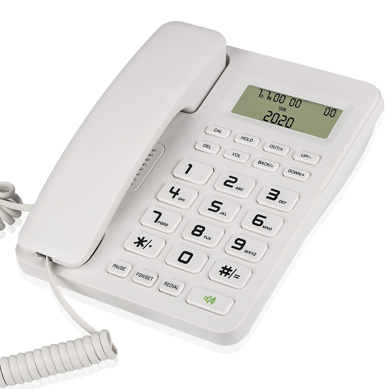 Corded Landline Phones for Home/Office, Desk Corded Telephone with Display and Adjustable Volume, Support Music on Hold, Speakerphone, DND and Calculator Function, Uvital House Phone