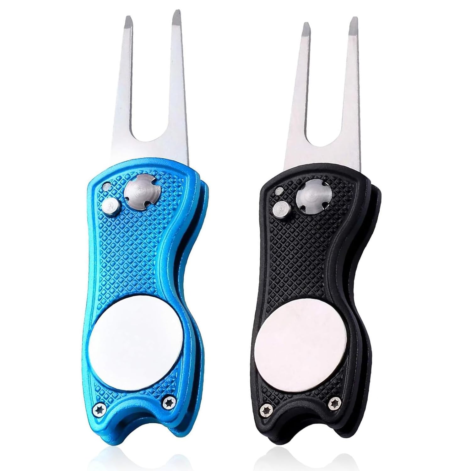 2 Pack Golf Divot Repair Tool with Pop-up Button & Magnetic Ball Marker Pitch Mark, Pitch Mark Repair Tool with Pop-up Button & Magnetic Ball Marker Pitch Mark, Best Choice for Professional Golfers