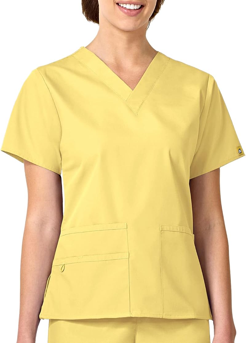 WonderWink 6016XYLW2XL Origins Women's Bravo Fit V-Neck Top Yellow 2X Large