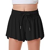 Girls Flowy Shorts Butterfly Shorts for Kids with Pocket 2-in-1 Athletic Shorts Running Shorts for Girls