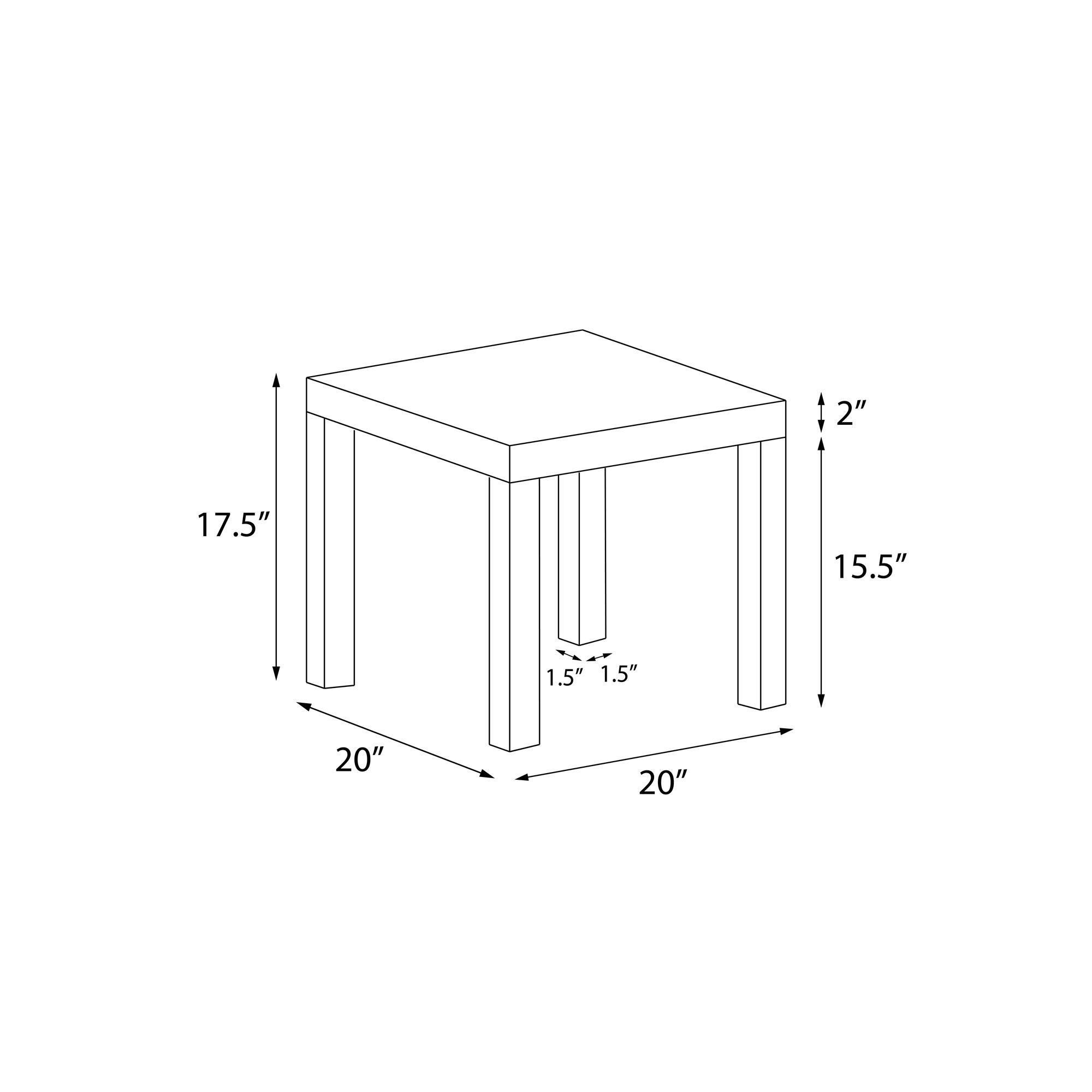 DHP Parsons Modern End Table, Multi-use and Toolless Assembly, White