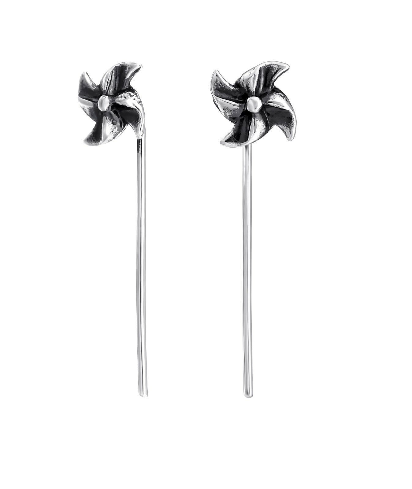 925 Sterling Silver Women Tiny Windmill Threader Stud Earrings for Women & Girls – Gift-Ready Jewellery by The Rose & Silver Company