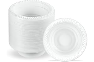 PLASTICPRO 100 PCS White Plastic Bowls 5 oz Premium Quality Light Weight Dishes Disposable Small Plastic Bowls for Dessert Ap